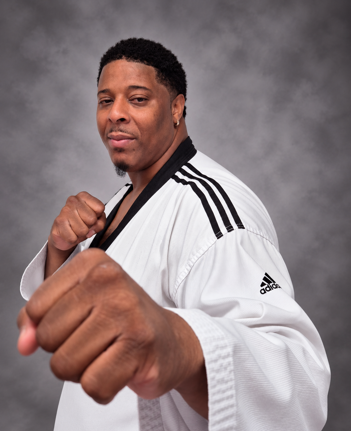 Master Edmond Johnson demonstrating a Taekwondo stance